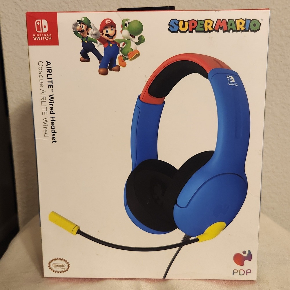 PDP Nintendo Switch AIRLITE Wired Gaming Headset Super Mario Blue 500-162-MAR